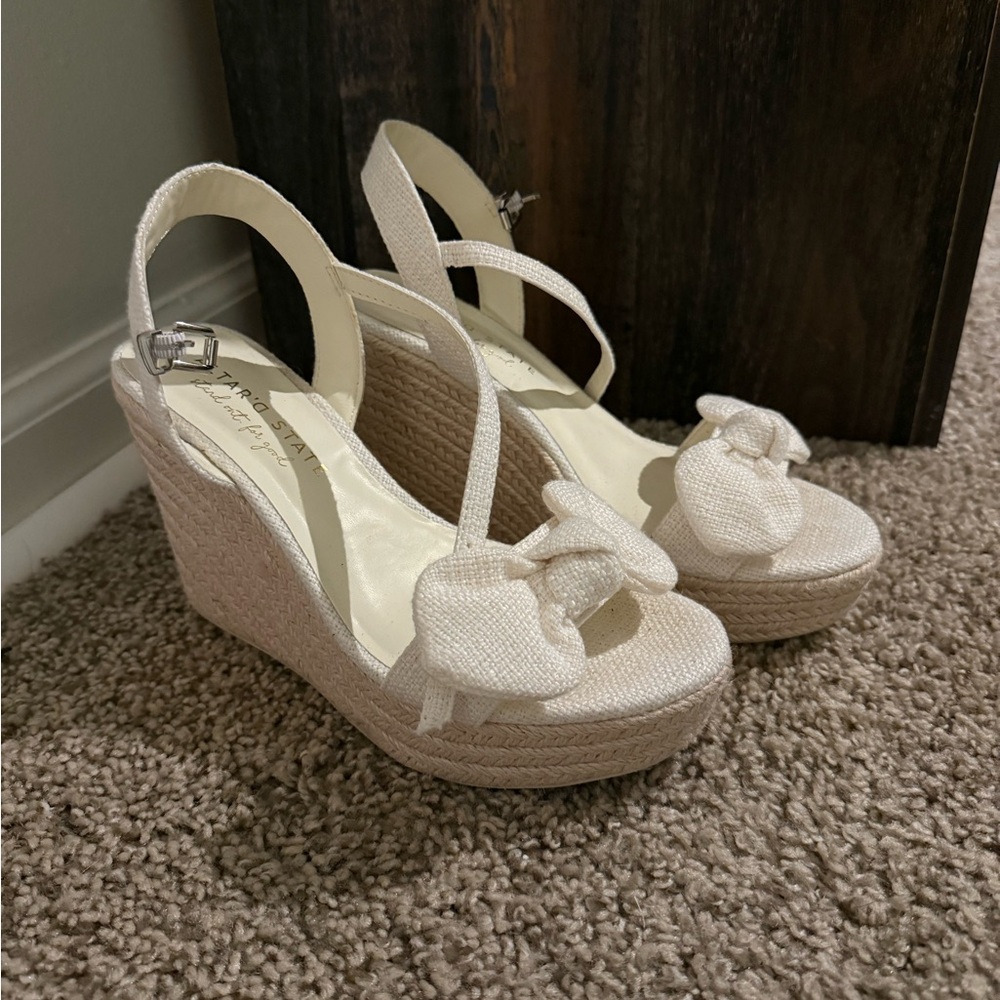 Elegant Cream Wedge Sandals